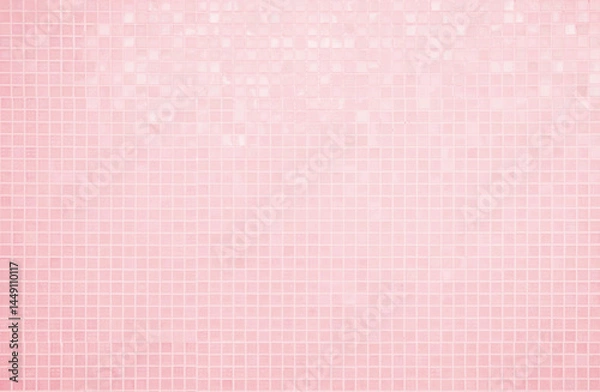 Obraz Pink tile wall chequered background bathroom floor texture. Ceramic wall and floor tiles mosaic background in bathroom and kitchen clean. Pool design pattern geometric with grid wallpaper decoration.