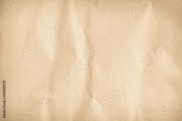 Fototapeta Old paper vintage texture surface for background. Recycle pale brown paper crumpled texture, Cream color recycled kraft paper texture blank with copy space for text.