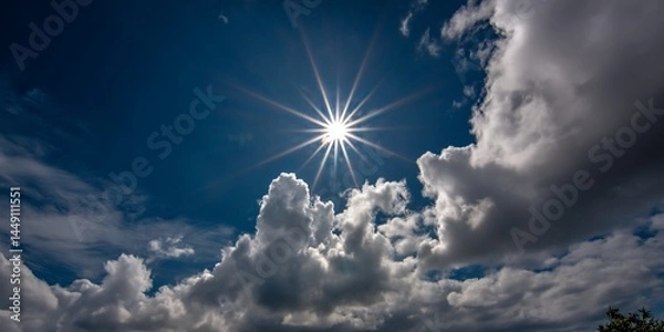 Obraz Dramatic Sky with Sun and Clouds. Possible use Nature background, weather forecast, educational material