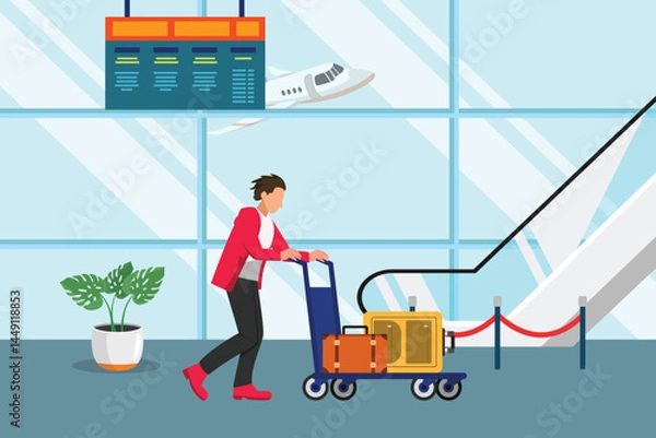 Obraz Airport activity Concept. Colored flat vector illustration isolated