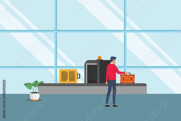 Obraz Airport activity Concept. Colored flat vector illustration isolated
