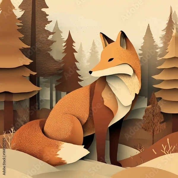 Obraz Orange fox with paint drips, stylized animal art, watercolor effect, creative design

