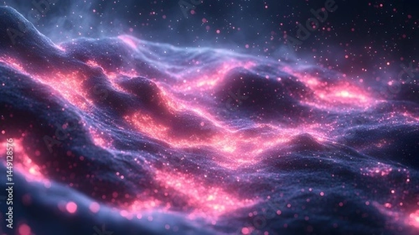 Obraz Nebulous cosmos seascape with radiant particles and ethereal glow in deep space