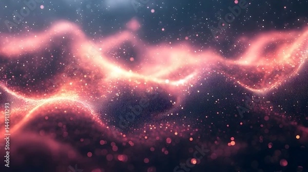 Obraz Abstract digital particle wave with glowing light, modern background