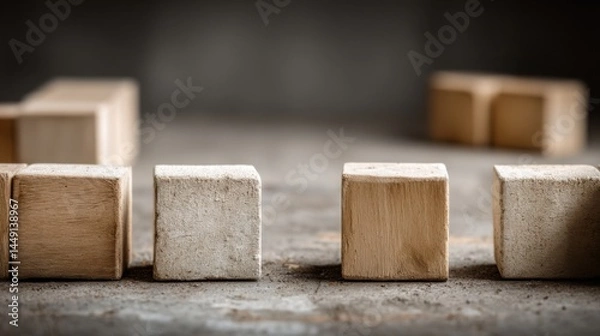 Obraz Block of wood displaying natural texture and unique grain patterns as a symbol of asymmetry and strategic potential