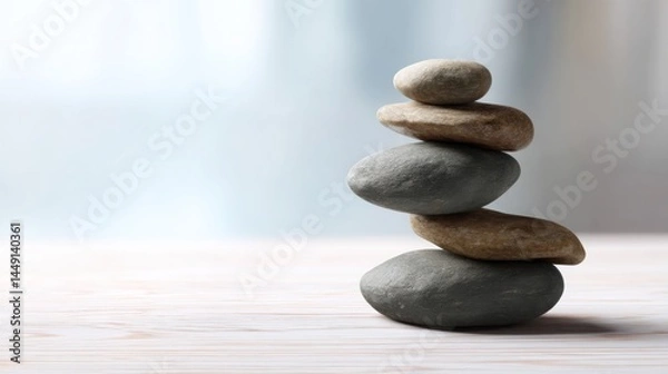 Fototapeta Stack of rocks illustrating balance ritual and disciplined financial habits in effective investment management practices