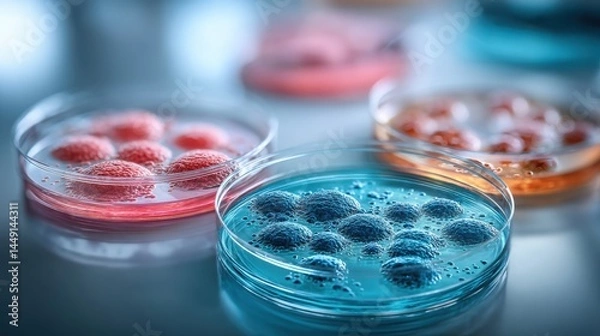 Obraz Diverse Bacterial Colonies Thriving on Translucent Surface ? Unveiling Nature?s Microcosm