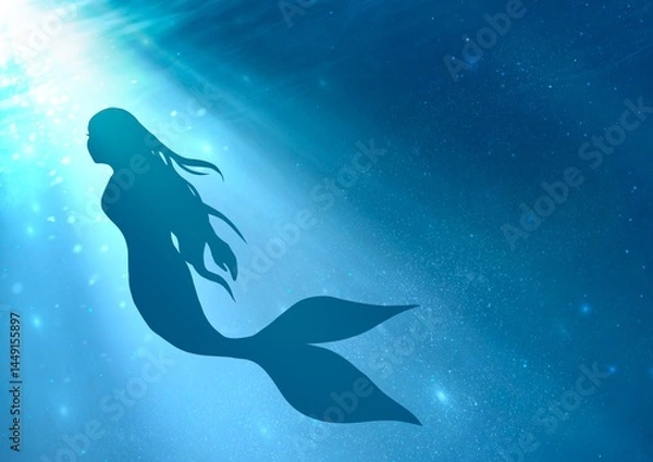 Fototapeta 海の中のマーメイド　背景素材