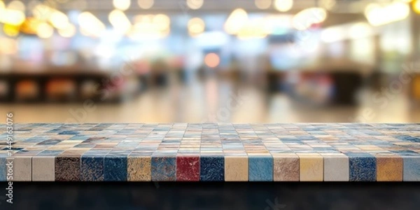 Fototapeta a table with colorful tiles on the floor 