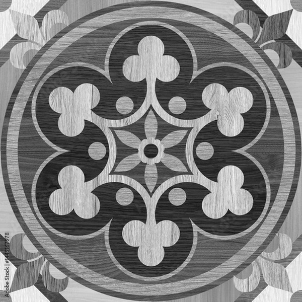 Obraz Seamless barber shop grey pattern illustration colorful texture of wood use as natural background.