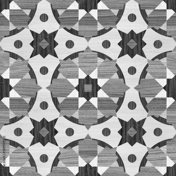 Obraz Seamless barber shop grey pattern illustration colorful texture of wood use as natural background.