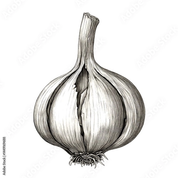 Obraz Garlic bulb isolated on white background