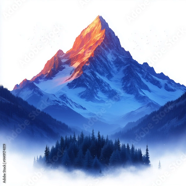 Obraz winter landscape with mountains, icon, logo, print, sticker 