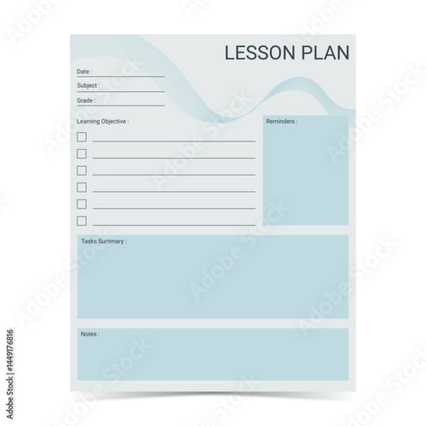 Fototapeta Modern and simple template for lesson planner with soft pastel color of digital planner 30