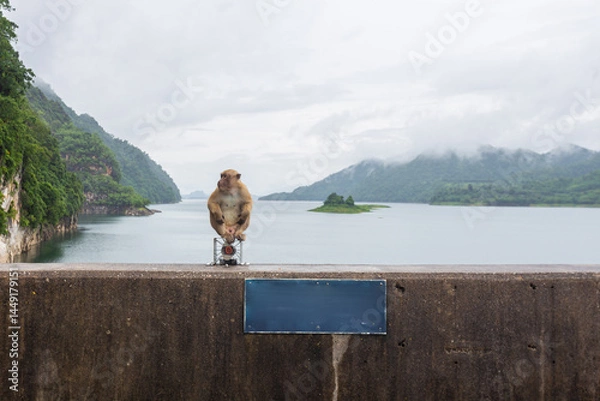 Fototapeta Vajiralongkorn Dam, formerly known as Khao Laem Dam, is the first rockfill dam in Thailand. The dam crest is a beautiful viewpoint located in Thong Pha Phum District, Kanchanaburi.