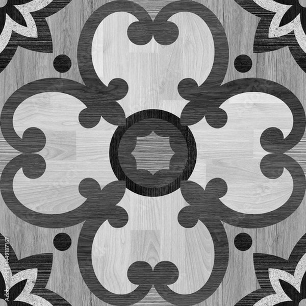 Obraz Seamless barber shop grey pattern illustration colorful texture of wood use as natural background.