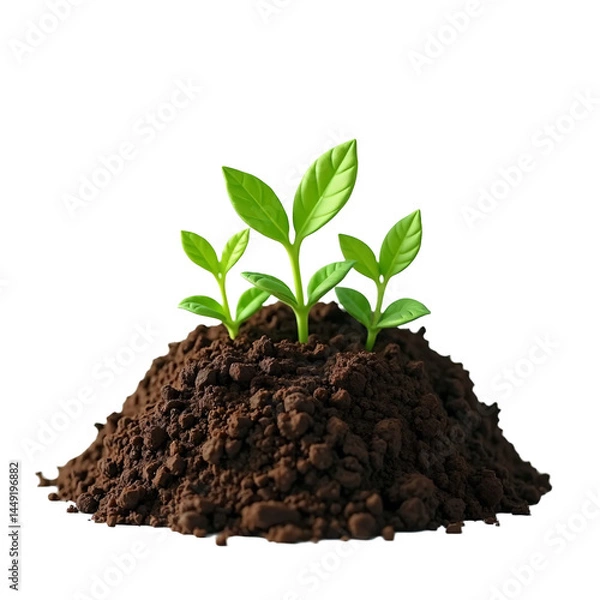 Obraz young plant in soil isolated on transparent background cutout