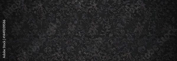 Obraz Subtle black gothic damask  Delicate floral vines & patterns , scroll, repeat, decor