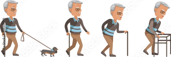 Fototapeta Elderly use canes set