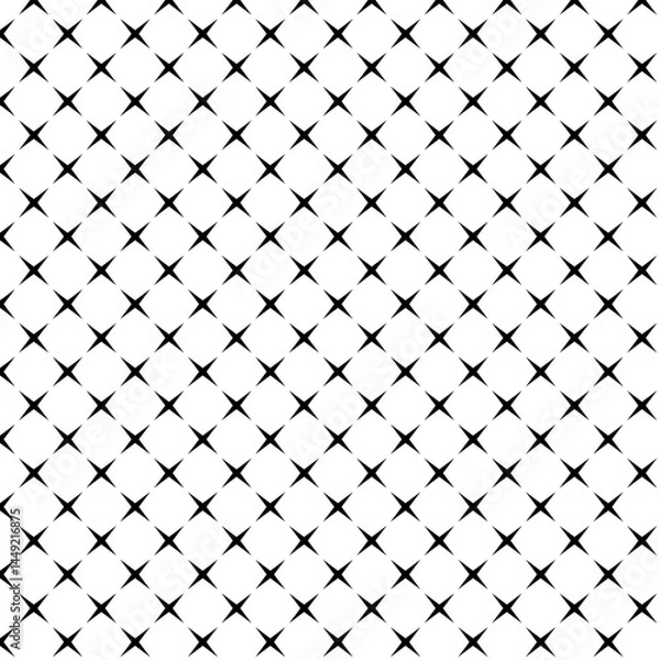 Obraz Black White Geometric Star Pattern Seamless Design Elegant Texture Background Repeat Modern         