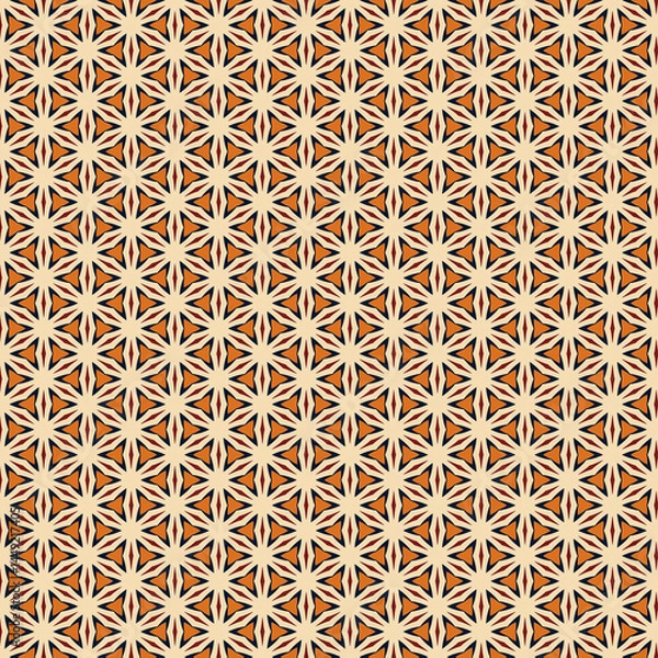 Obraz Elegant Geometric Seamless Pattern Design Orange Brown Beige art style decor retro print repeat     