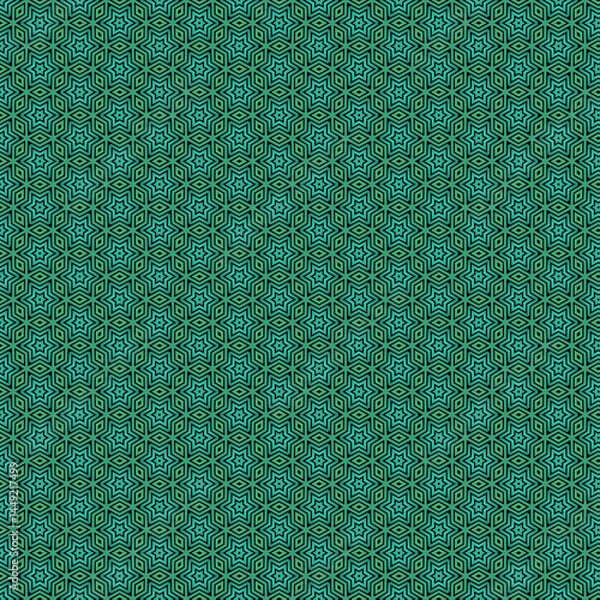 Obraz Seamless Teal Green Geometric Pattern Background Texture Elegant Design Repeat Star art tile style  