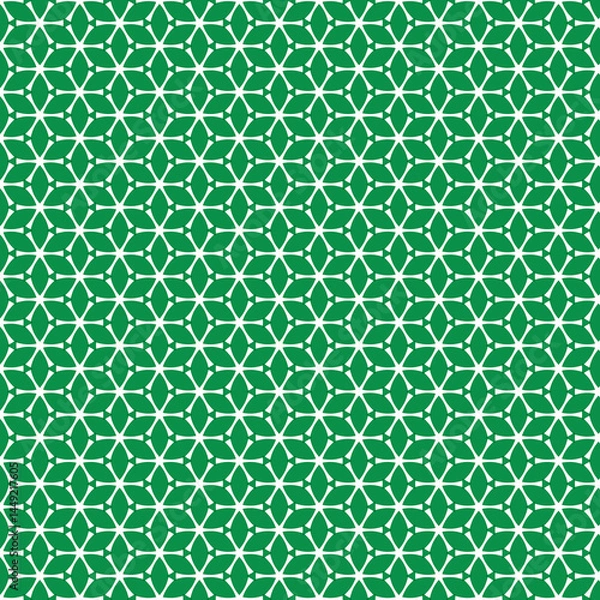 Obraz Green White Geometric Floral Seamless Pattern Design Textile Background Repeat art style decor image