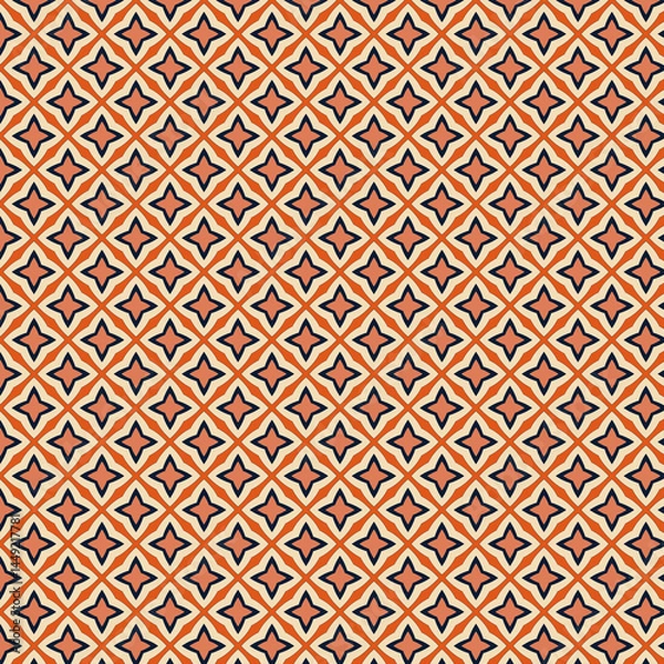 Obraz Seamless Geometric Pattern Design Orange Beige Textile Print art style decor retro repeat vector    