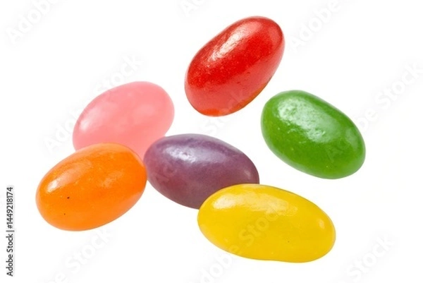 Fototapeta Colorful Jelly Beans in a Close-up Shot on a White Background