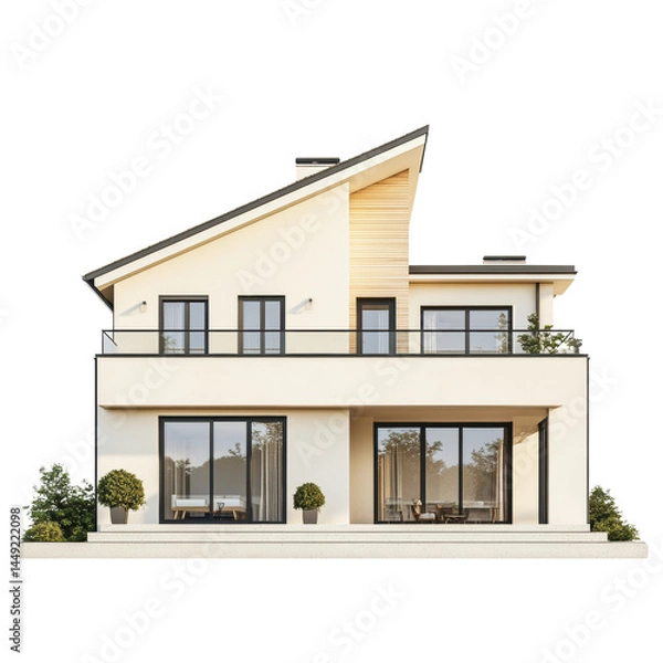 Fototapeta Modern Two-Story House with Sleek Architectural Design