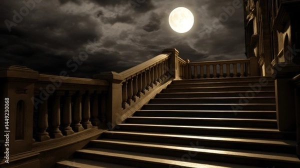 Obraz Mystical Stone Stairs Leading into the Night ,fantasy World, Fantasy Landscape