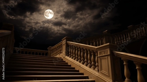 Obraz Mystical Stone Stairs Leading into the Night ,fantasy World, Fantasy Landscape