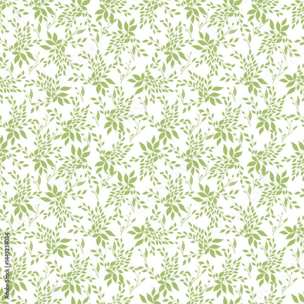 Fototapeta Green leaves seamless pattern. Vector hand made illustration. Create fabric, card, banner