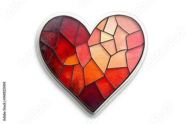 Obraz Stained Glass Heart Red Orange