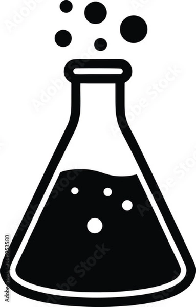 Obraz vector beaker with bubbling liquid on white background 