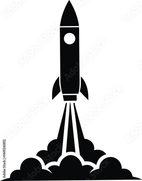 Fototapeta vector rocket launching from base on white 