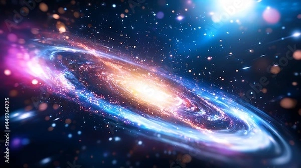 Fototapeta Vibrant Spiral Galaxy Expanding in Dark Space