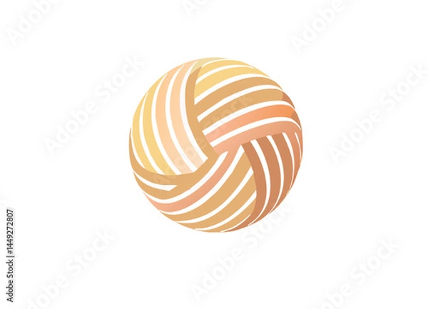 Fototapeta Ball of Yarn in Warm Tones – Interwoven Strands in Orange, Yellow, and Brown, Three-Dimensional Representation