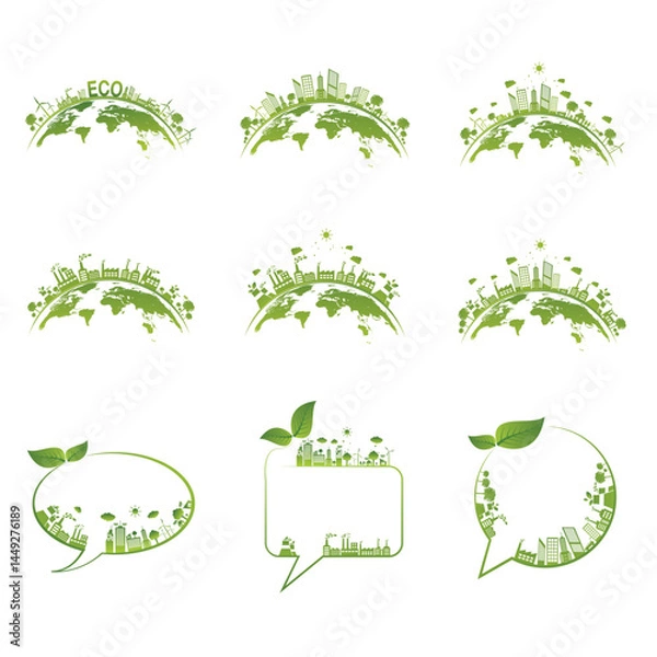 Fototapeta All set Ecology concept with green city on earth