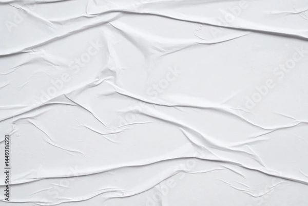 Obraz white crumpled and creased glued wrinkled paper poster texture background
