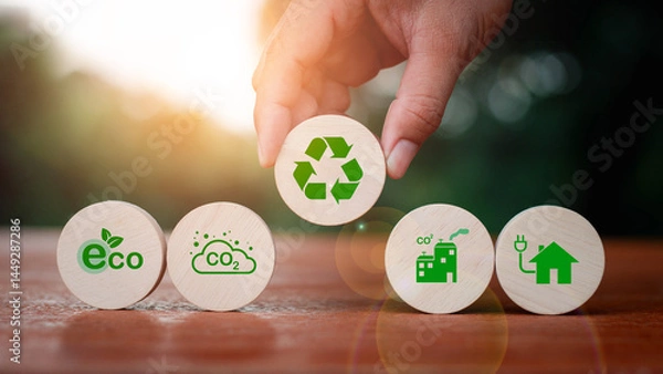 Fototapeta business hands holding the green world for the Sustainable Development Goals.Corporate social responsibility CSR.World Environment Day. Responsibility for the environment. Save and protect the world.