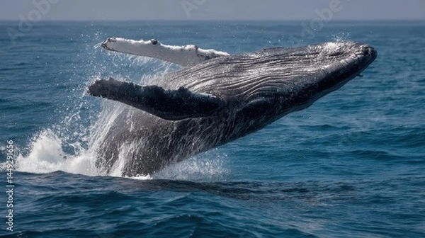 Fototapeta Humpback Whale Breach: Majestic Ocean Display
