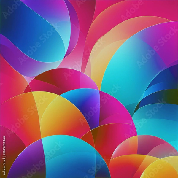 Fototapeta Vibrant Abstract Composition - Overlapping Translucent Shapes Digital Art
