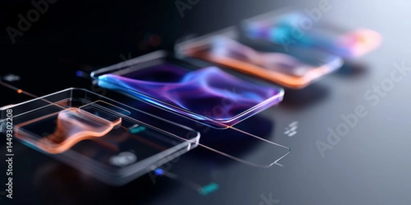 Fototapeta Next generation optical glass and display vision technology abstract background with bokeh effect.