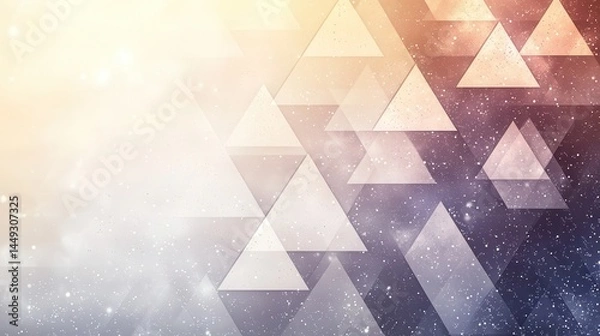 Fototapeta Abstract geometric background with overlapping triangles in soft pastel colors and star-like textures