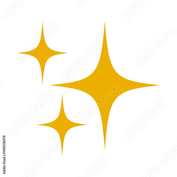 Fototapeta Sparkles emoji icon, shiny flashes of three cluster star yellow vector