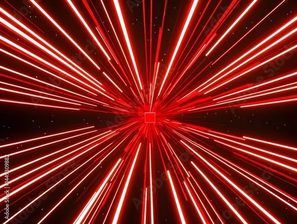 Fototapeta Abstract Red Light Speed Lines Futuristic Background
