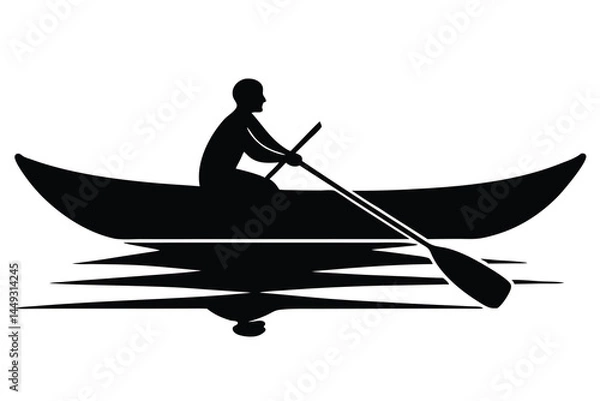 Obraz Silhouette of a person kayaking on a river or lake