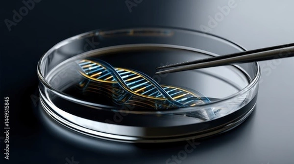 Obraz A petri dish with a sample of DNA undergoing analysis - DNA gene sequences