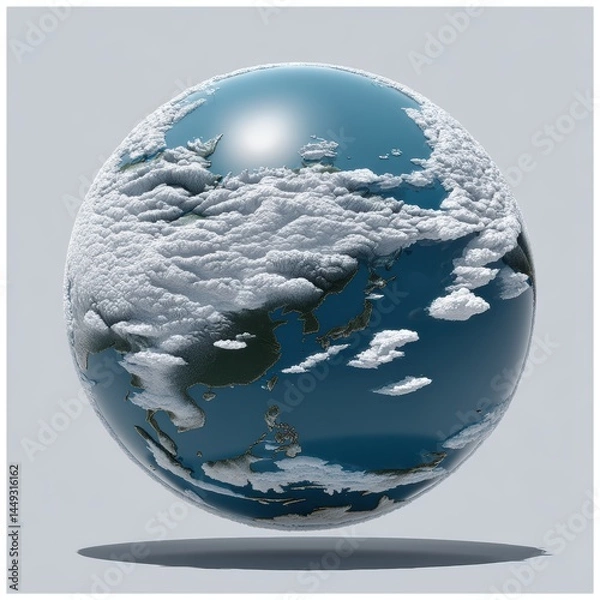 Obraz A stylized, artistic rendering of a flat Earth map, with emphasis on landmasses - map astronomy adventure flat design